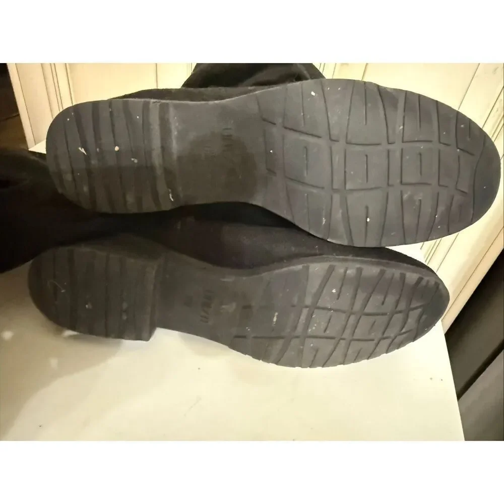 Unisa Women's Faux Suede Tie Back Flat Heel Over the Knee Boots Black Size 7.5